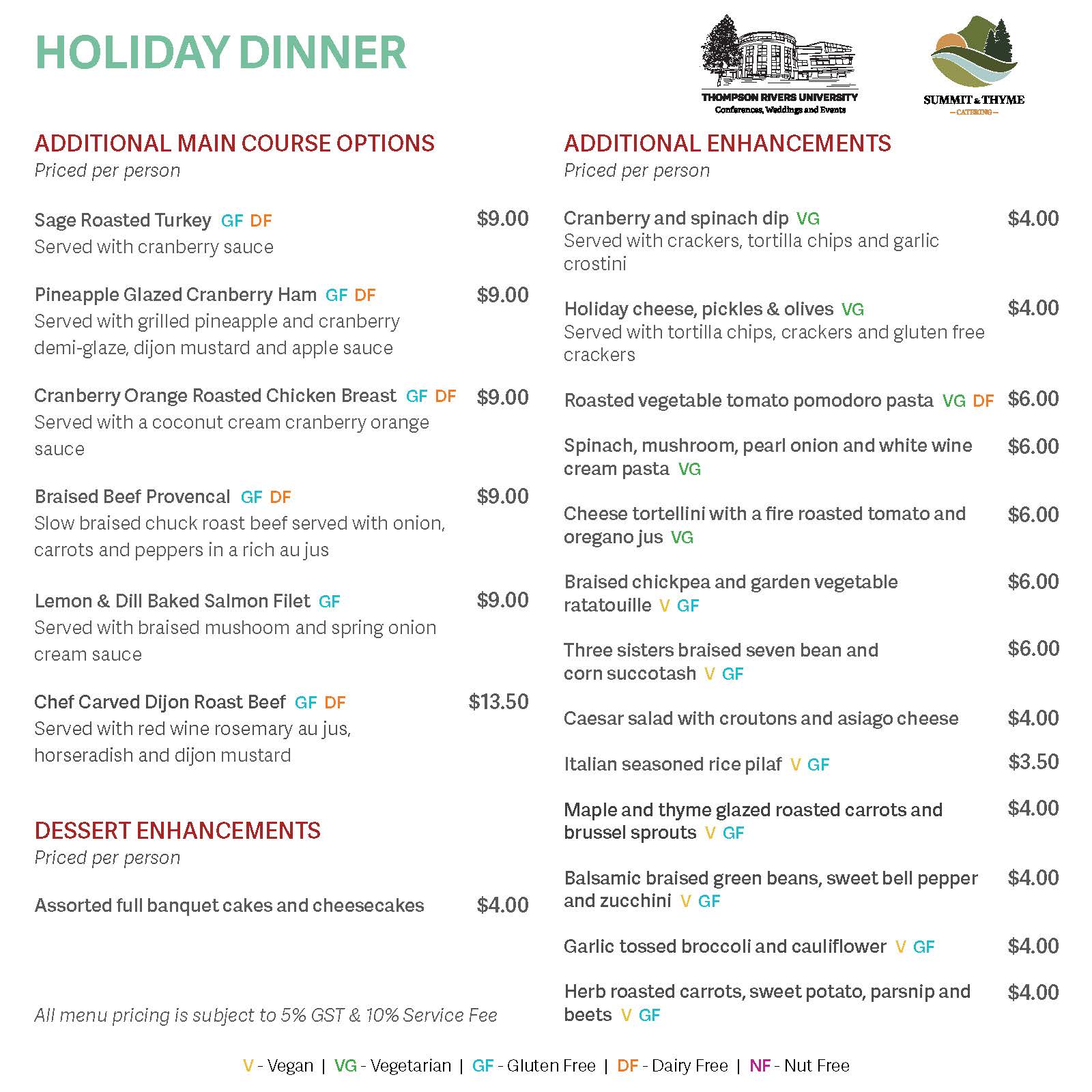 Dinner add-ons